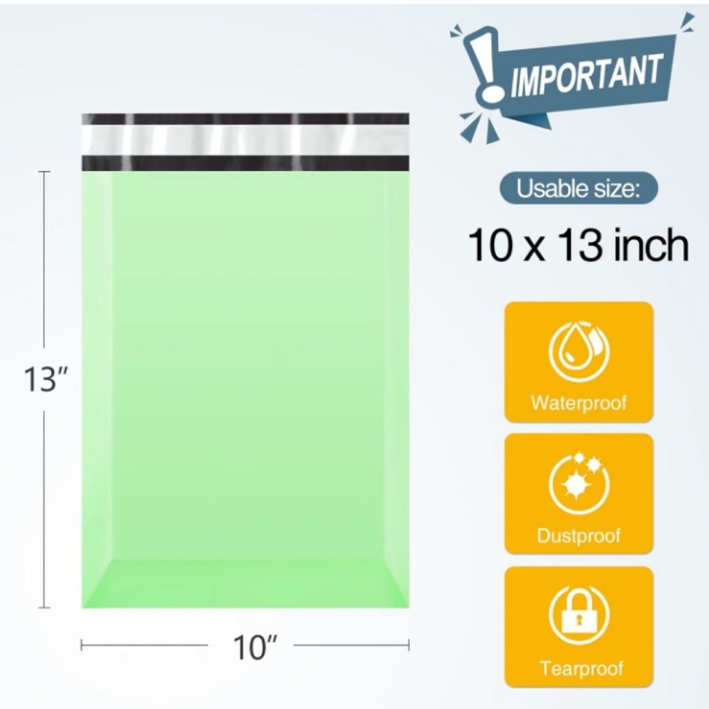25 Poly Mailers 10x13‎ Lite Green Packing Shipping Bags Mailing Envelopes - Picture 2 of 3
